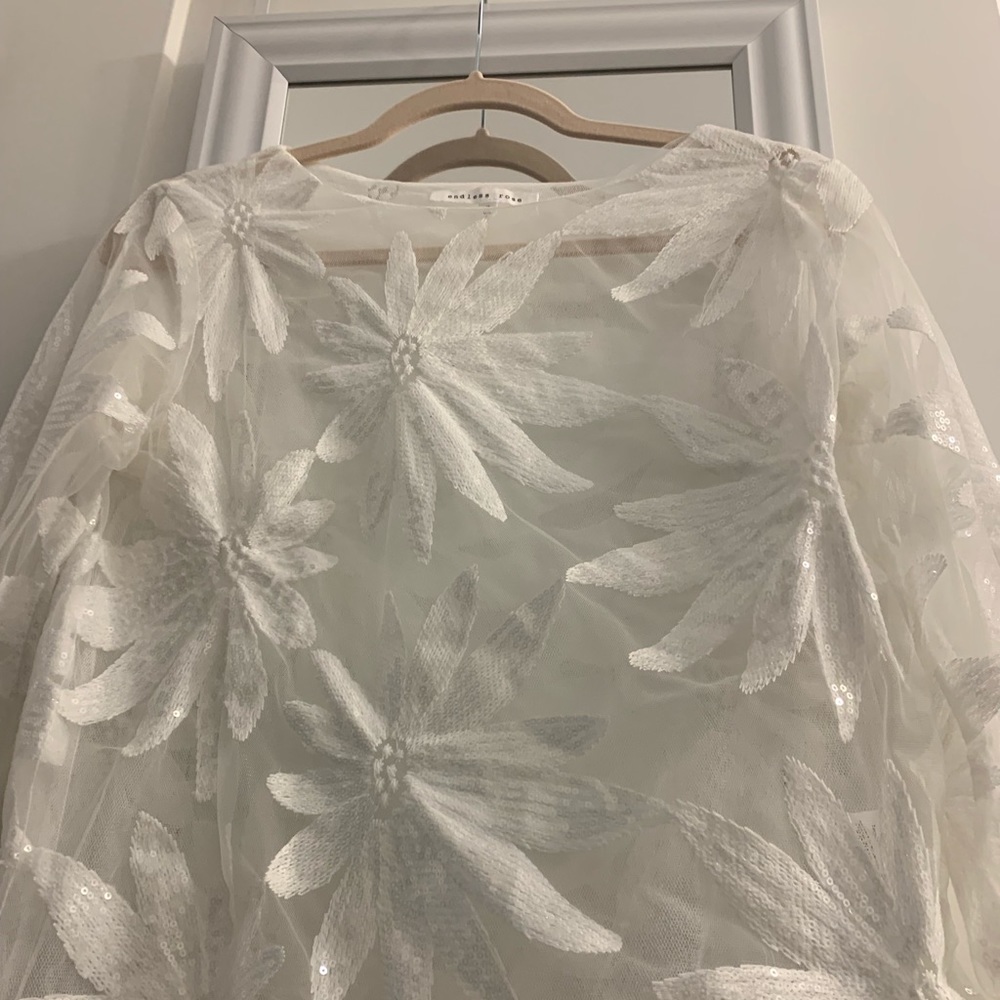 Sheer White Floral Top